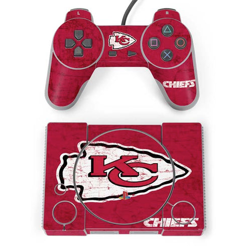 NFL Kansas City Chiefs Distressed PlayStation Classic Bundle Skin